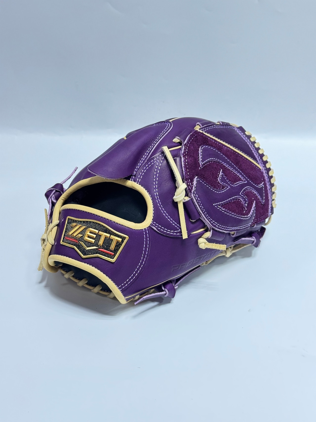 ZETT PROSTATUSｰゼットプロステイタス　michii supreme order 硬式グローブ　ゼットミチイオリジナルグラブ　右投げ用　611型　岩崎モデル　パープル×パステルブラウン・画像6
