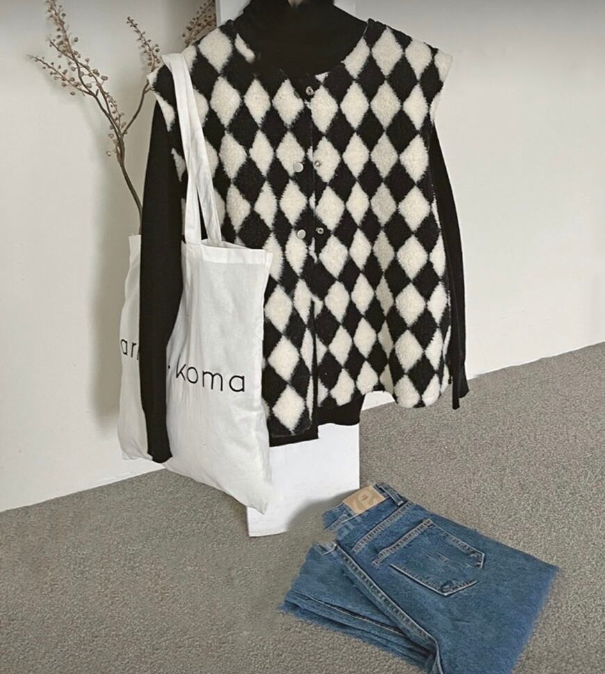 チェッカーデザインベスト
