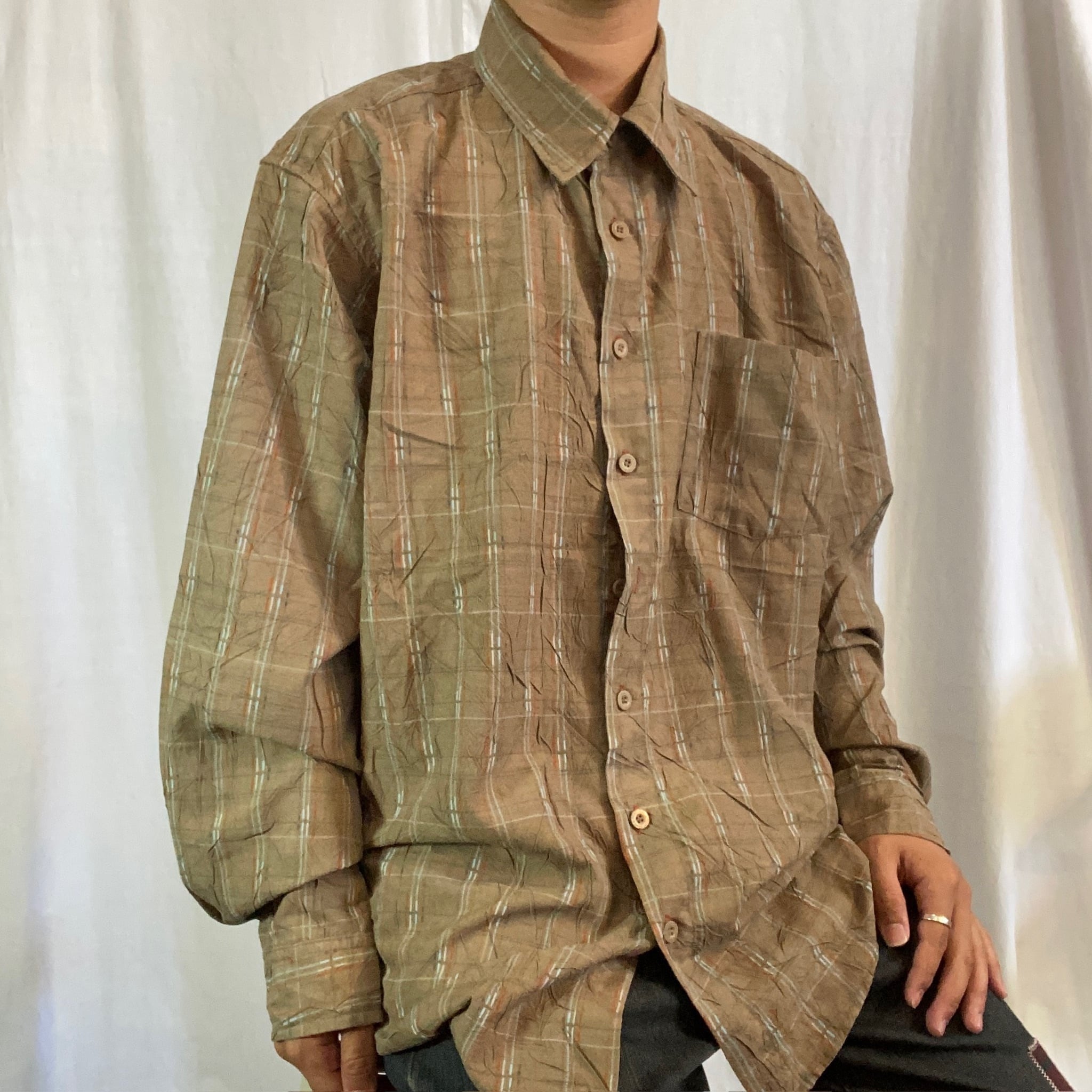 シワ加工シャツ aimoha（アイモハ） シャツ aimoha menシワ加工ゆったりめシャツ