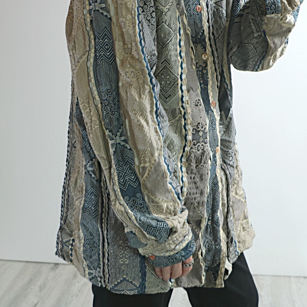 COOGI 「NOUVEAU COLLECTION」 クージー 3Dニット シャツ 古着 used L
