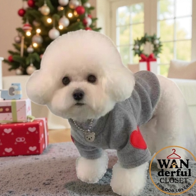 【犬服】ハートワンポイントスウェットシャツ｜小型犬・中型犬用 シンプル可愛い 1160