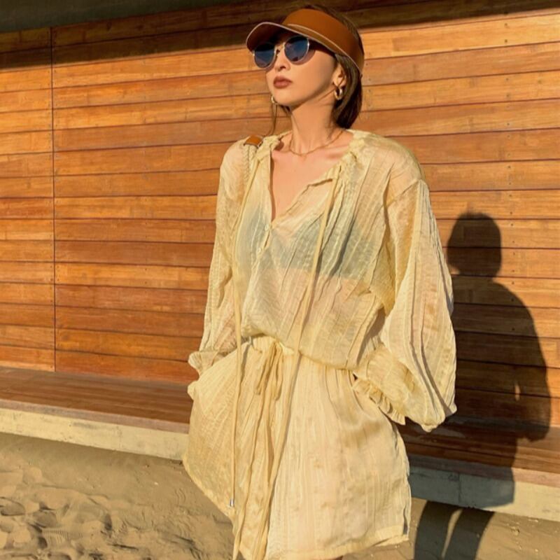 サマースタイルスタンダードシャツ ハイウェストウェストカジュアルショーツ ロング レトロ 夏物 ブルマー YY-ファッション17232918343