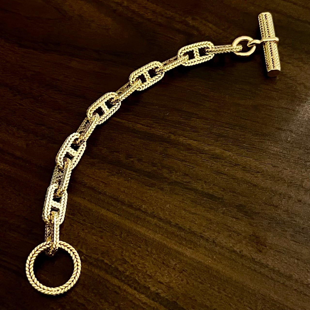 ASK＞ VINTAGE HERMES Chaine d'Ancre Tressée Bracelet TGM 11 Links