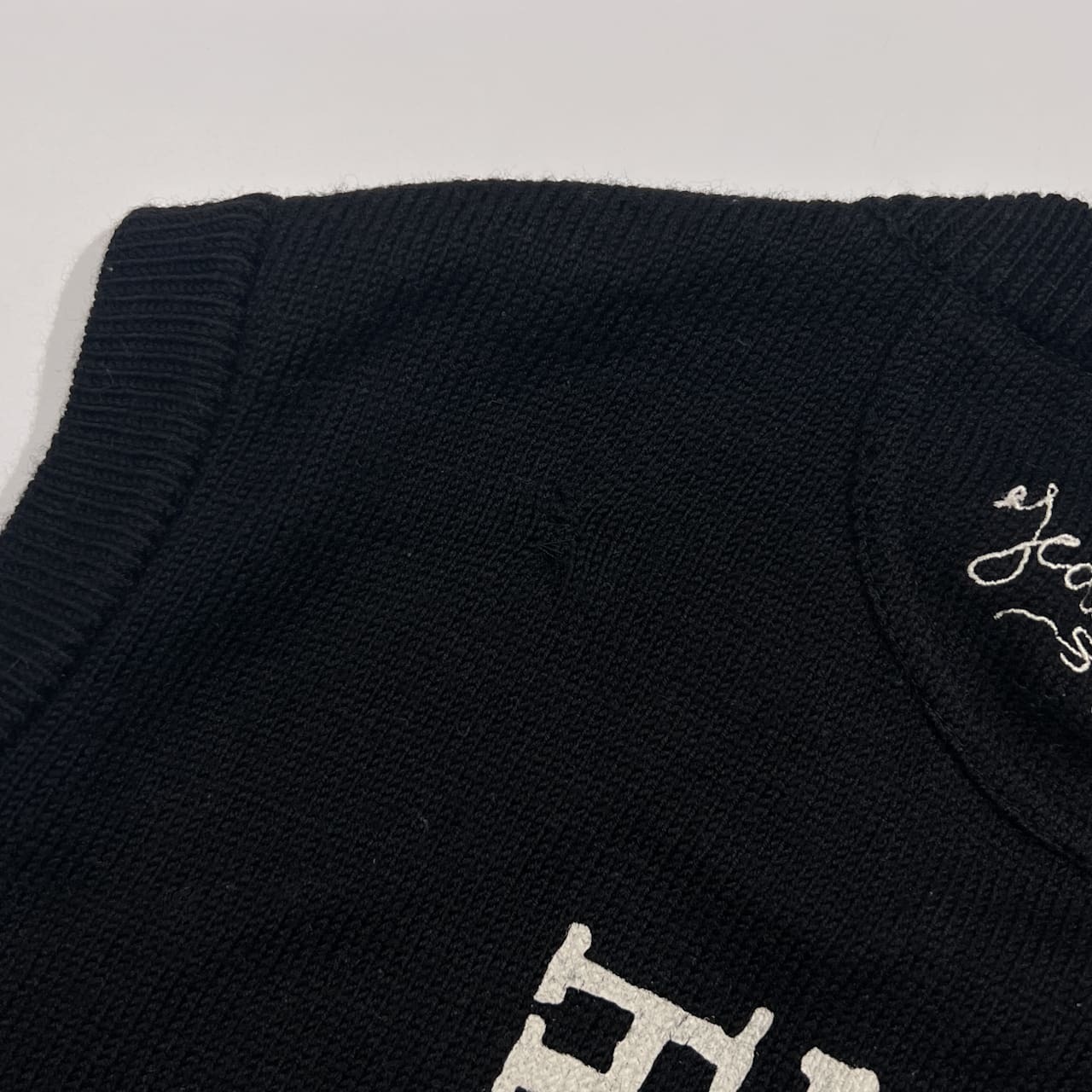 Castelbajac カステルバジャック MR.BEAR クマ刺繍 Vネック ウール ニット ベスト 4/ブラック系 メンズ ゴルフ