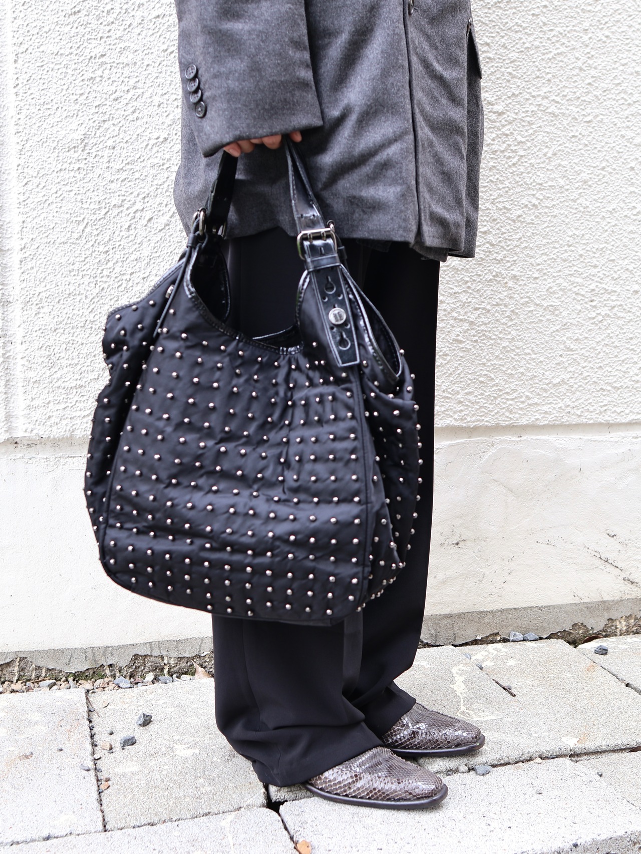 【givenchy】studs design nylon handbag