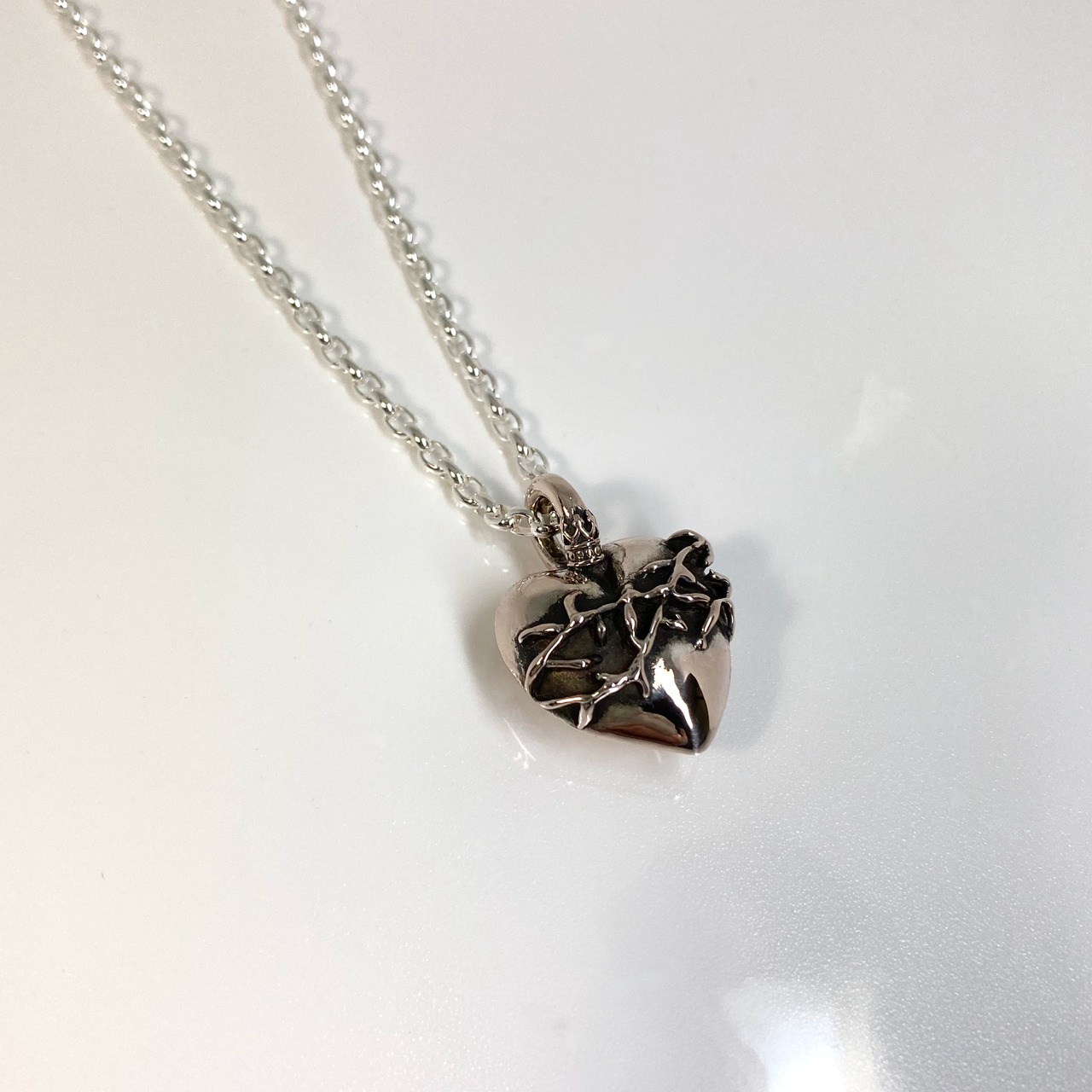 HEART NECKLACE in pink silver / ハートネックレスピンクシルバー