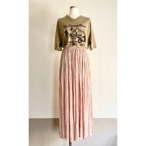 Pink Paisley Jaquard Tiered Long Skirt