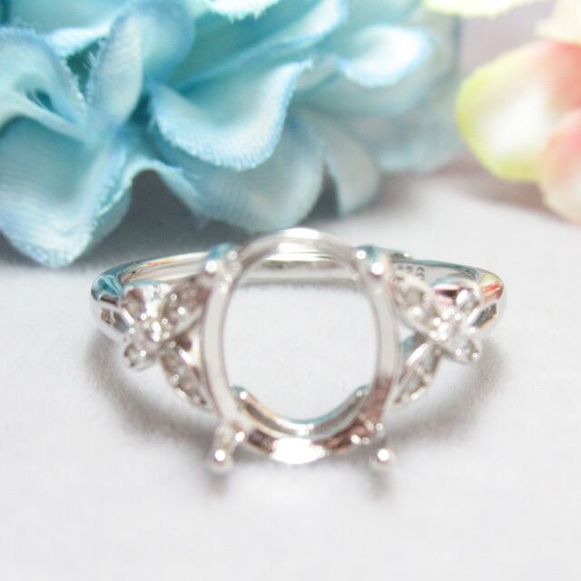 10×8㎜  バタフライ クロス  S925 リング台  SV