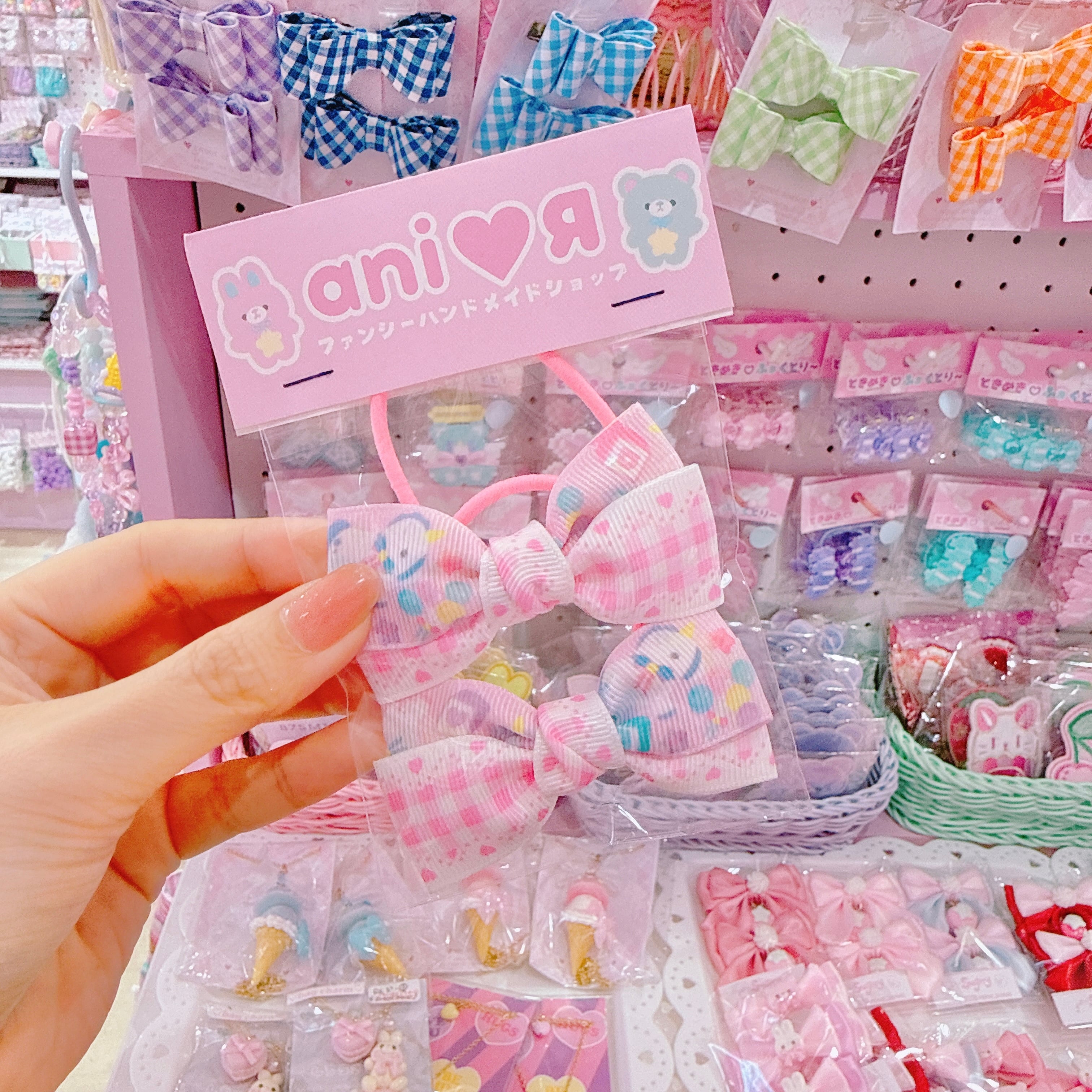 【R7】46-15ミニテレコリボンツインヘアゴム