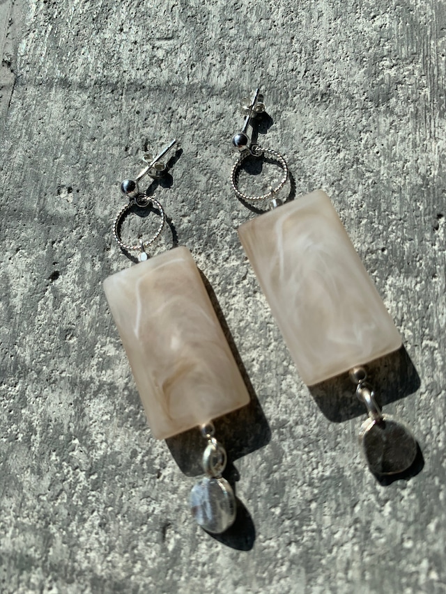 matte marble pierce (beige)/ silver925
