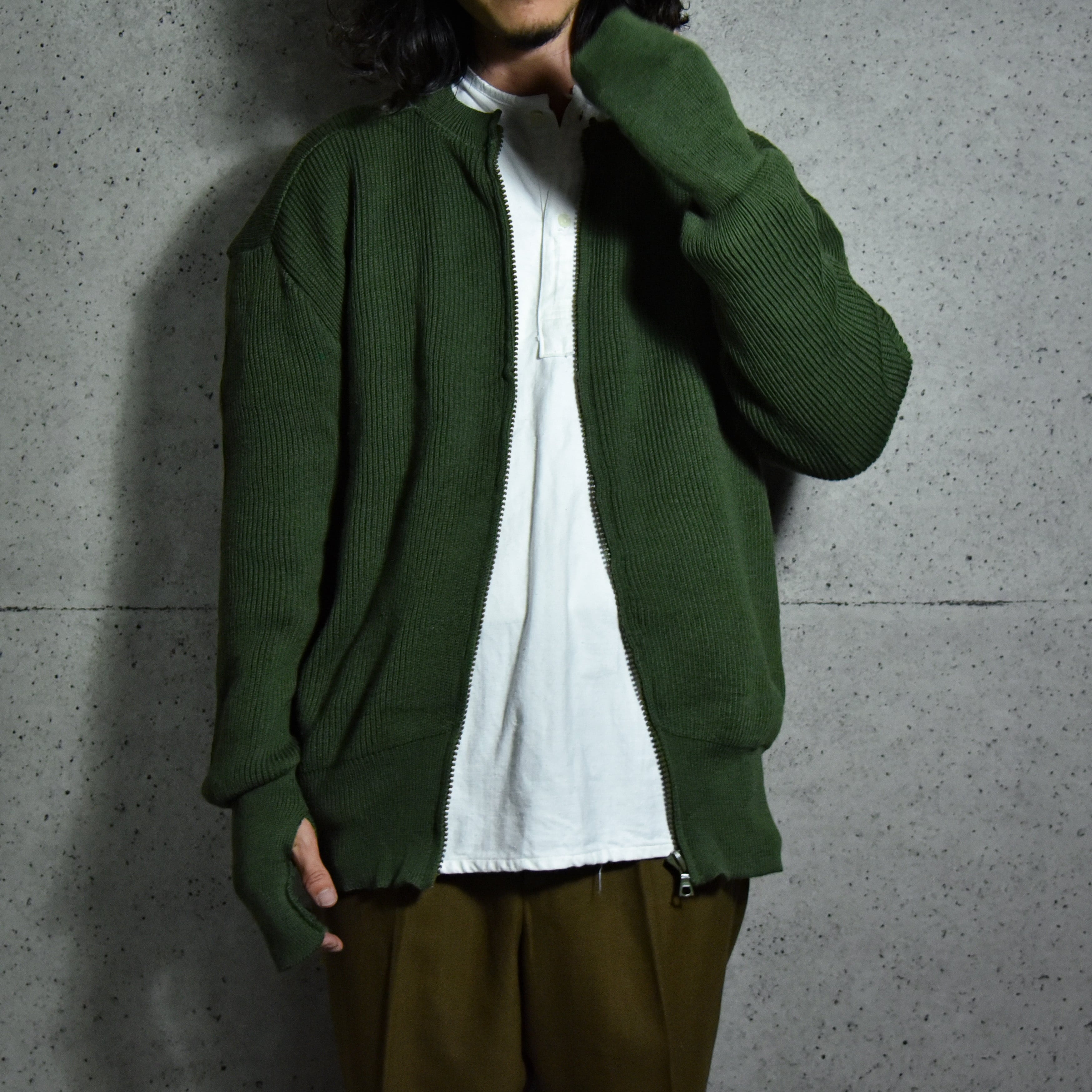 DEAD STOCK】Swedish Army Zip-up Rib Cardigan スウェーデン軍 ジップ