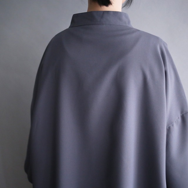 bi-color switching design super big mao-collar h/s shirt