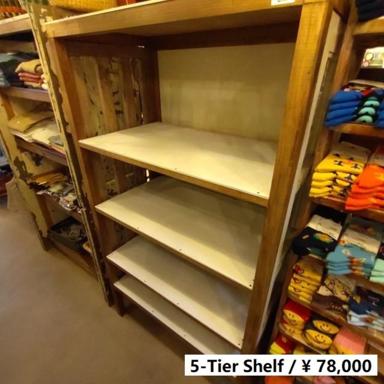 【店頭受取専用商品】TOPANGA Furniture アンティーク窓とチークウッドの5段シェルフ ディスプレイ 什器 インテリア