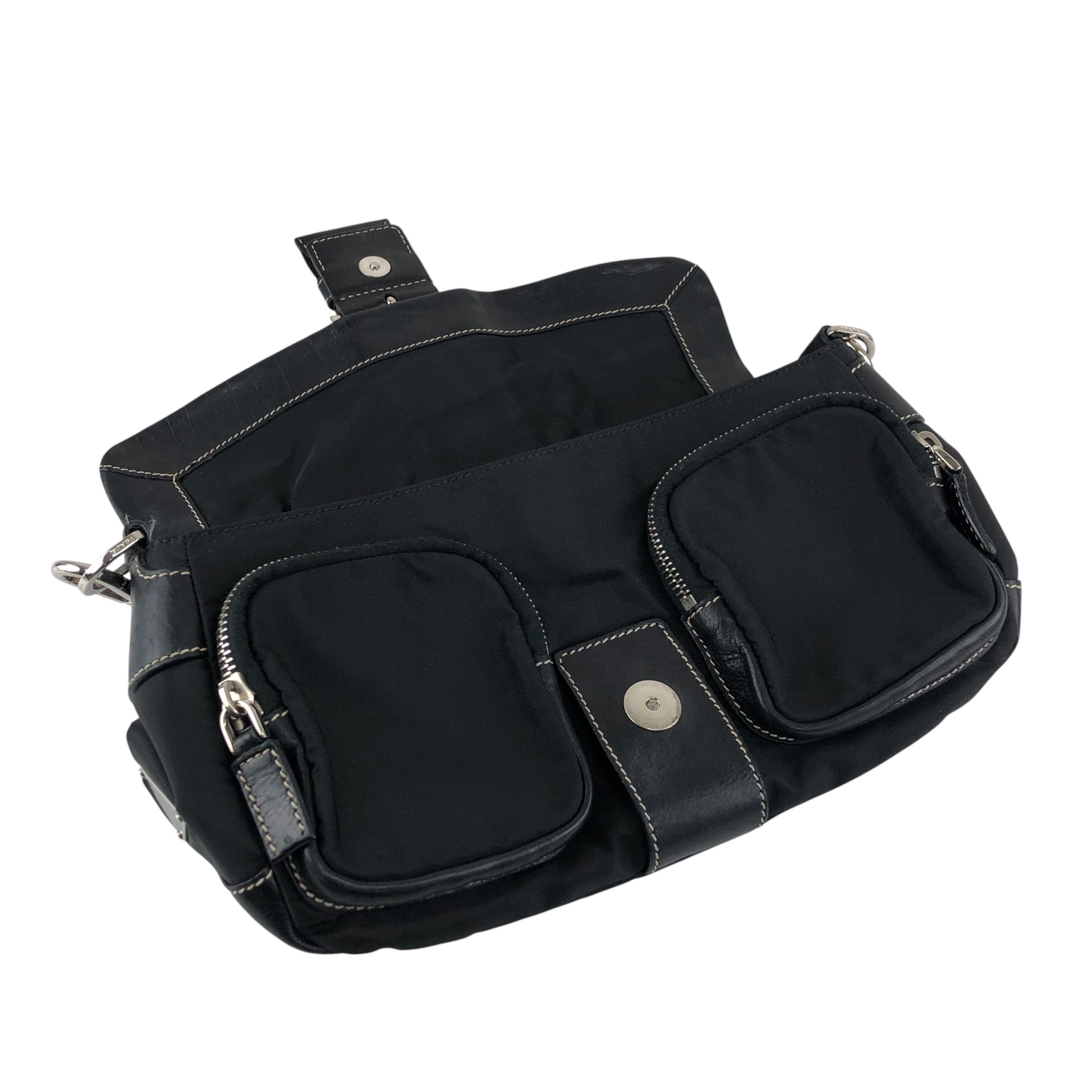 PRADA プラダ   ショルダーバッグ ブラック トライアングルロゴ ナイロン フロントバックル 5spz5k PRADA プラダ ショルダーバッグ ブラック トライアングルロゴ ナイロン