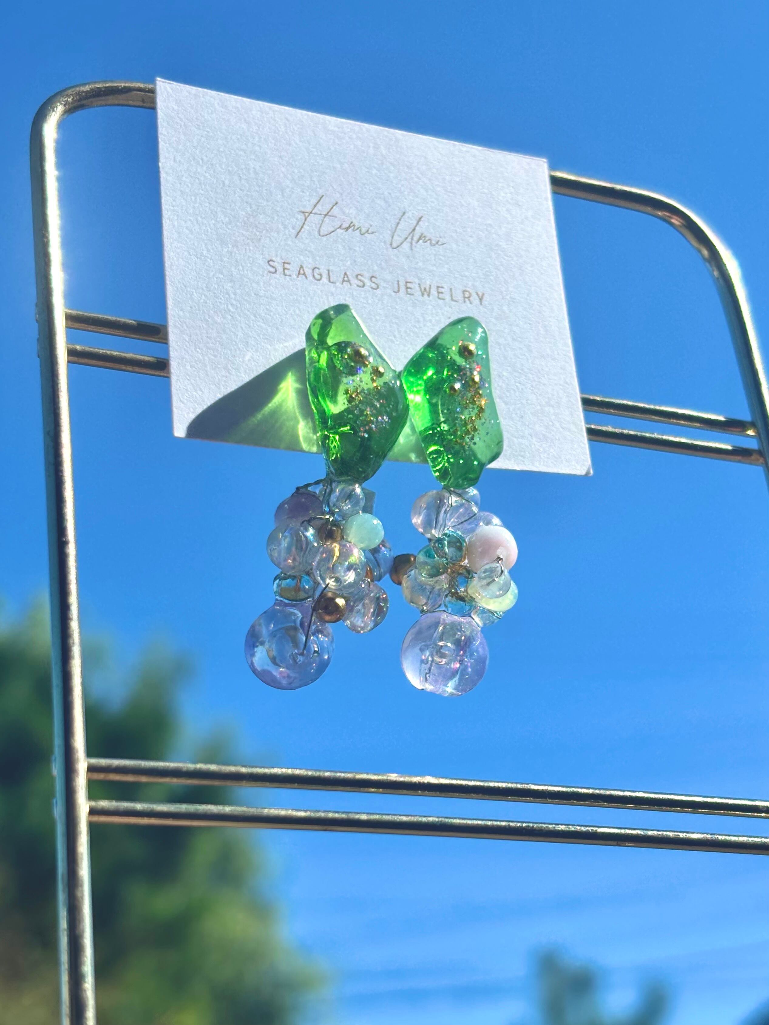 ピアス*【バブル】氷見シーグラスno9