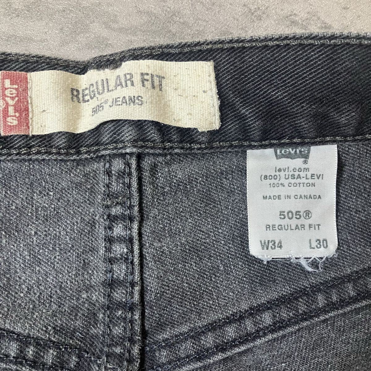 00s Levi's 505 ブラックデニム カナダ製 フェード W34 L30 リーバイス