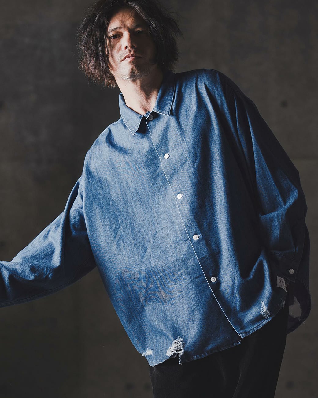 GLIMCLAP】裾ダメージ デニムシャツ (19-027-gls-cf) | voice clothing