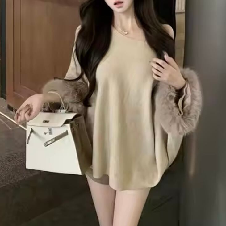 fur sleeve relax knit