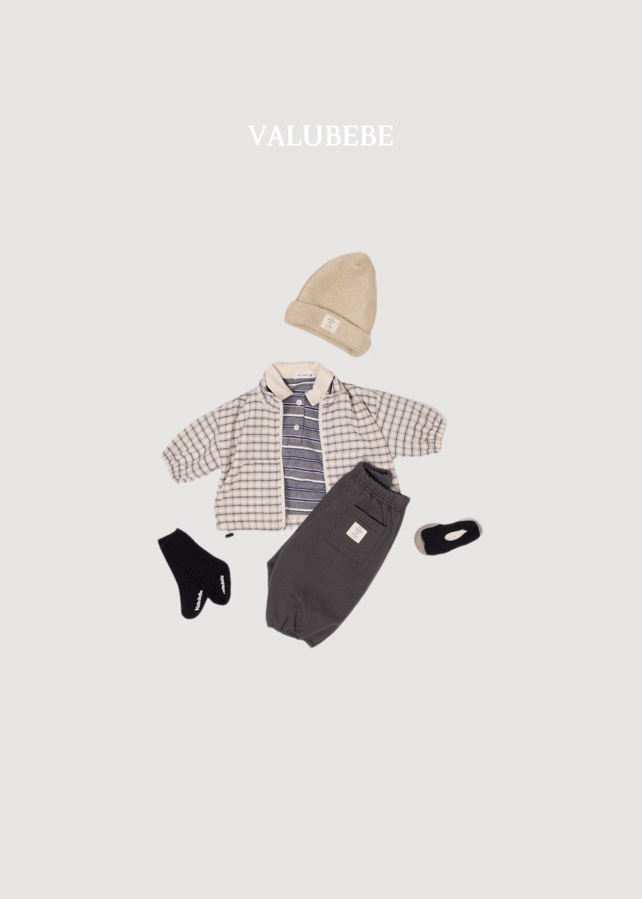 送料無料【予約】/ ミルキーストライプ襟付きTシャツ / valubebe