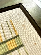 刺繍額もの　木製フレーム　ポット　キッチン雑貨　クロスステッチ　12otem16　