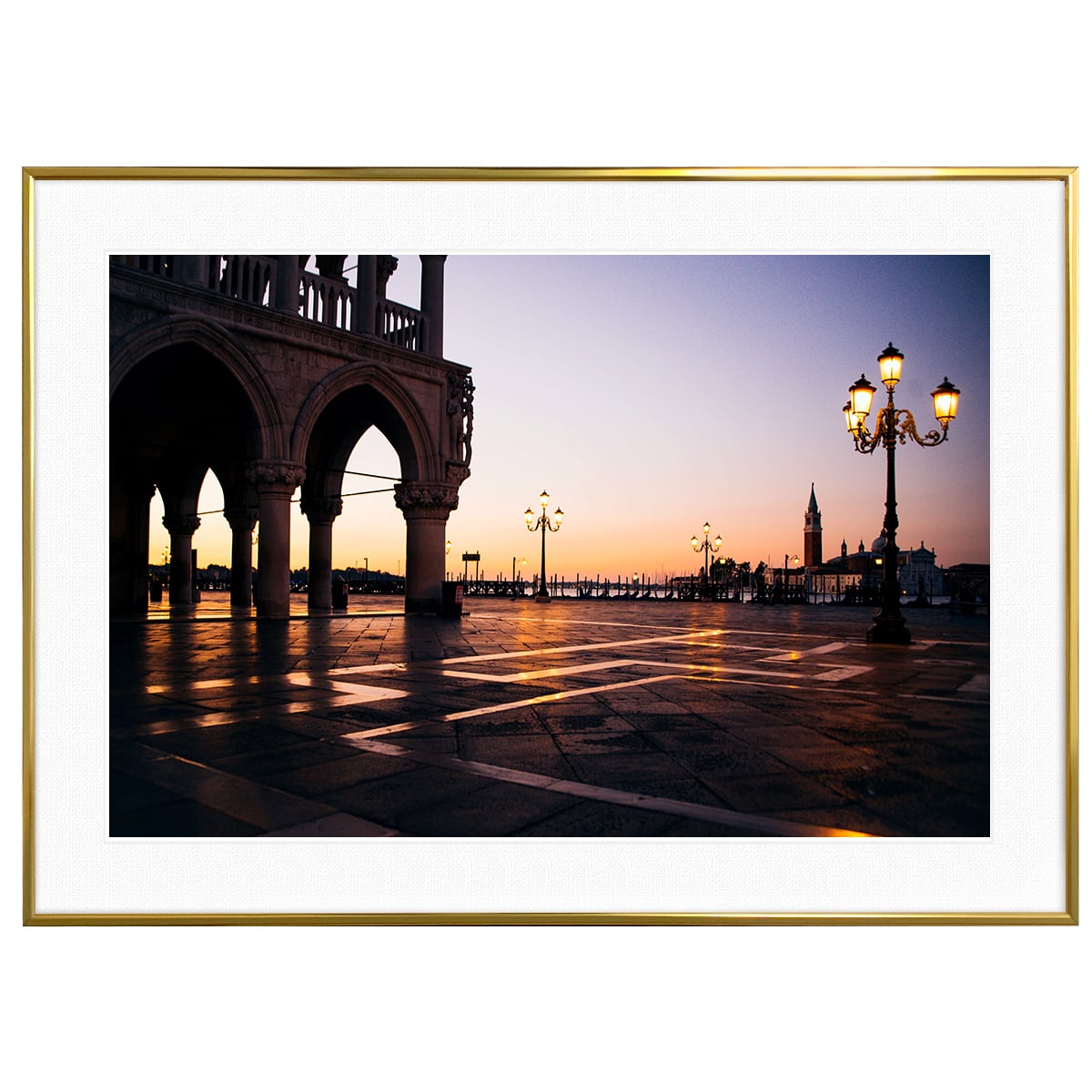 イタリア写真 ヴェネツィア 夕暮れのドゥカーレ宮殿 インテリア アートフォトポスター額装 AS3643