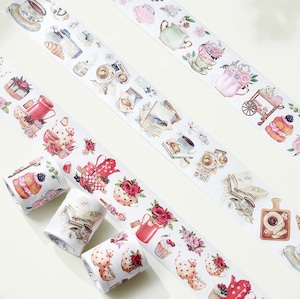 新作☆WT63 The Washi Tape Shop【Tea Temptations】型抜き マスキングテープ / ロールステッカー 全3種セット