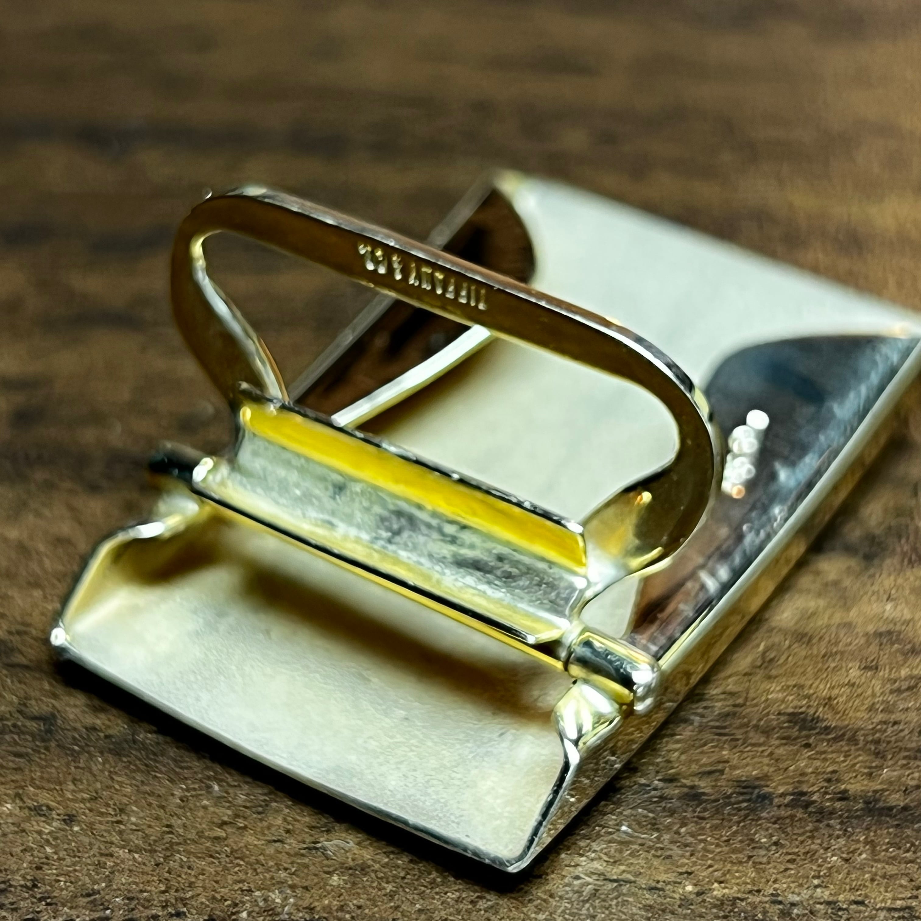 VINTAGE TIFFANY & CO. 14K Gold Engine Turned Slide Buckle VINTAGE TIFFANY & CO. 14K Gold Engine Turned Slide Buckle