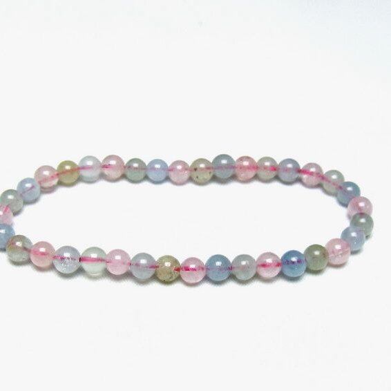 ミックスカラーベリル ブレスレット 5mm 一点物 メール便可 [M便 1/10] 111-48787