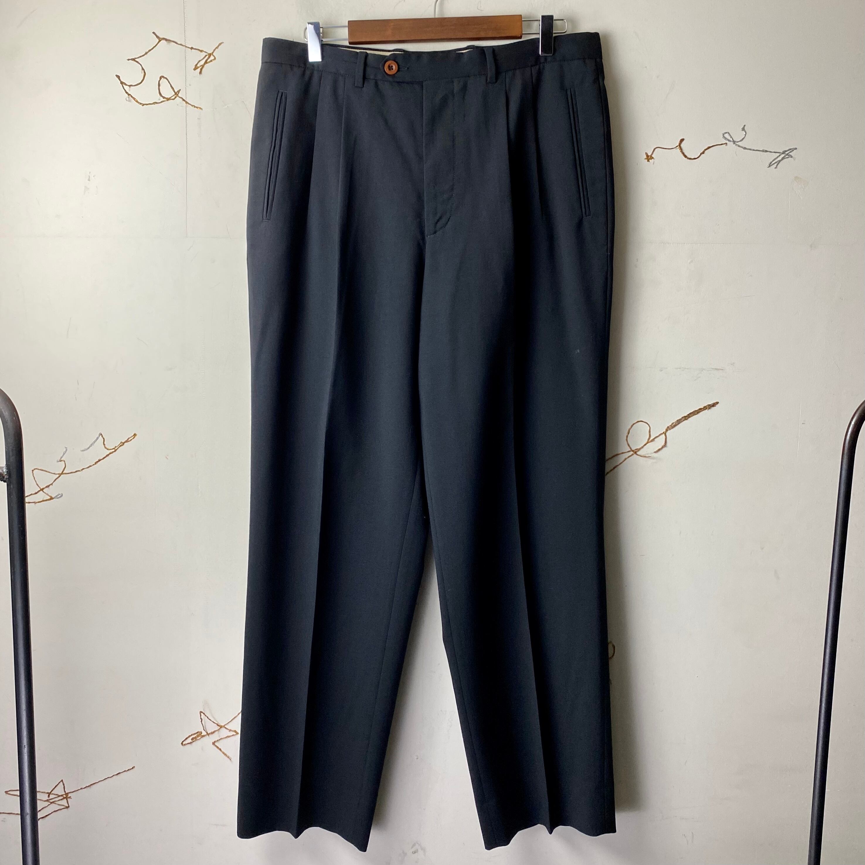 vintage GIORGIO ARMANI black tucked slacks | NOIR ONLINE