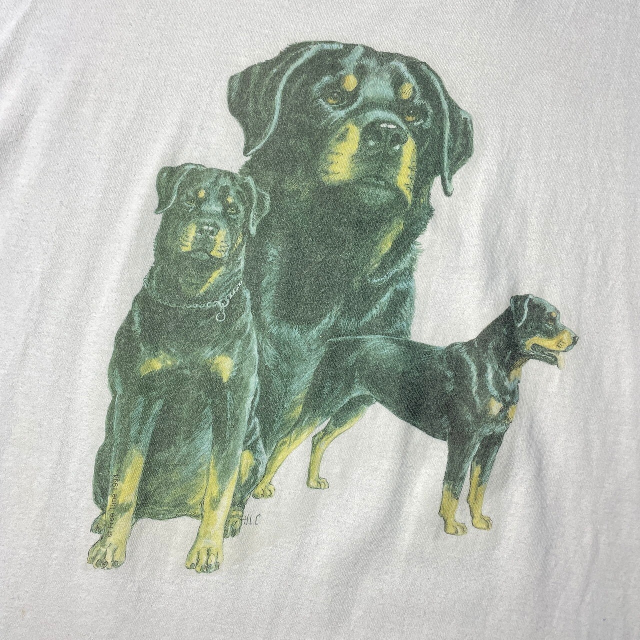 90年代 USA製 ロットワイラー アニマル アート プリントTシャツ メンズ 