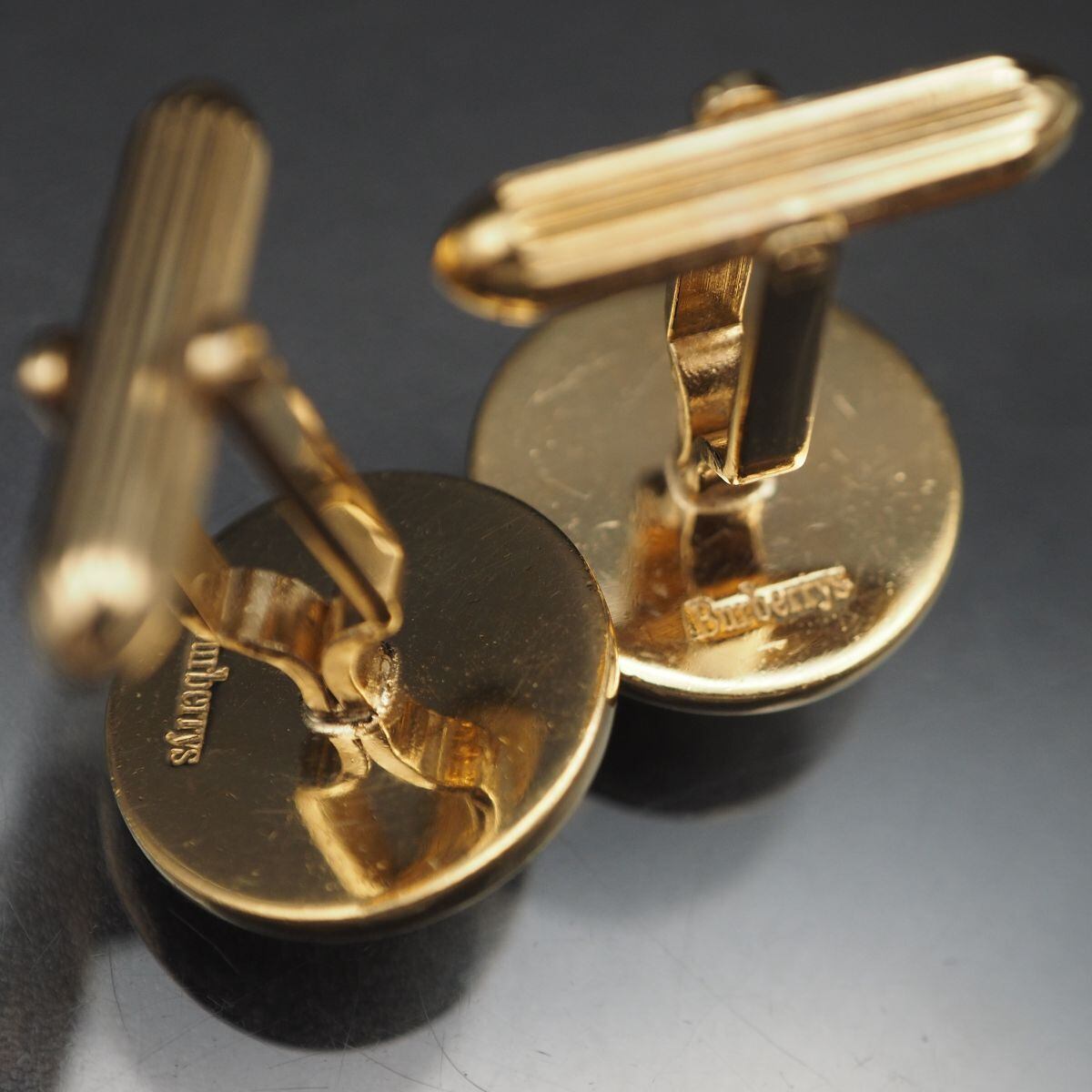 正規 バーバリー 騎士 ホースロゴ スクエアカフス ゴールド×ブルー