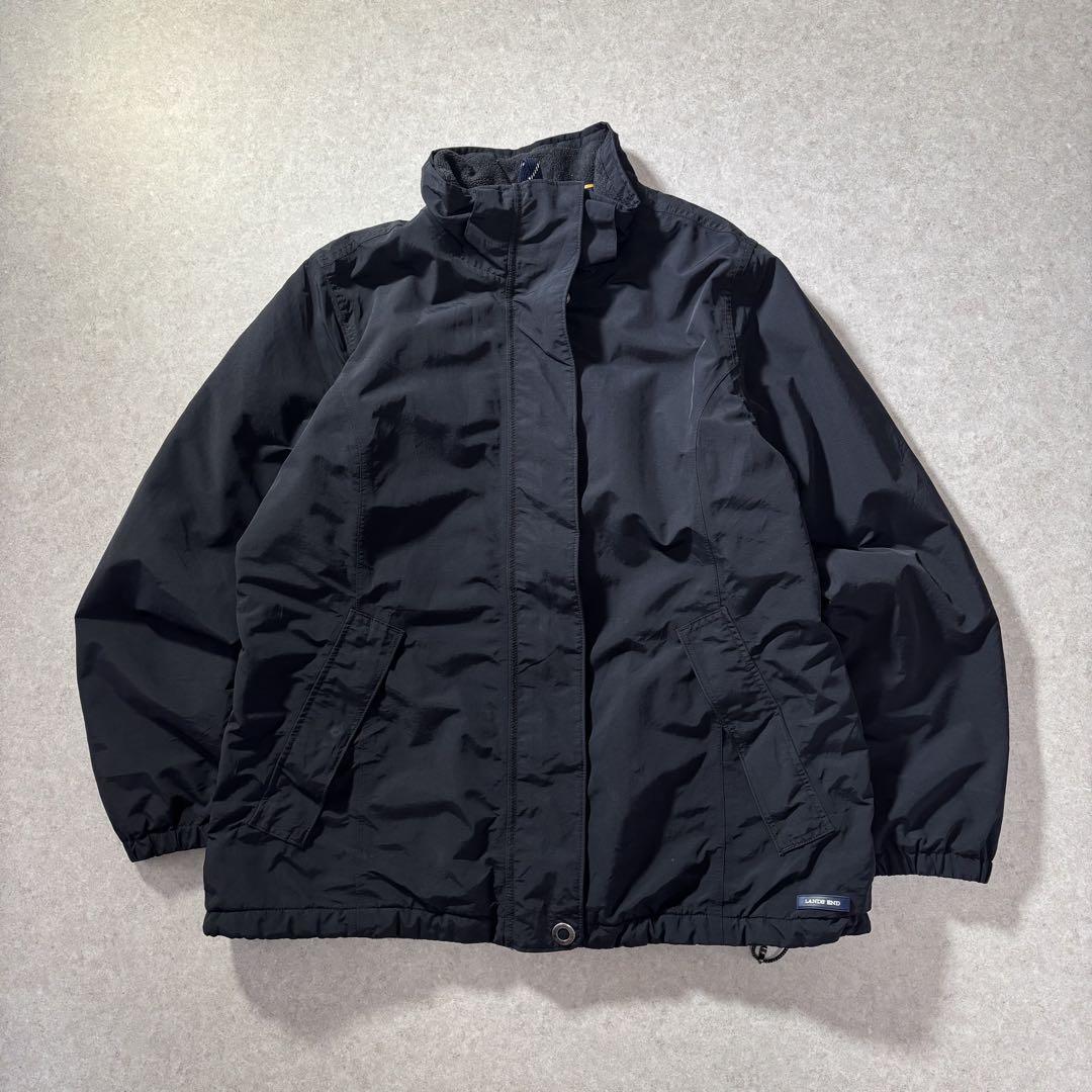00s LANDS'END ナイロン ウォームアップジャケット ブラック LANDS'END ウォームアップジャケット ランズエンド ナイロン ブラック