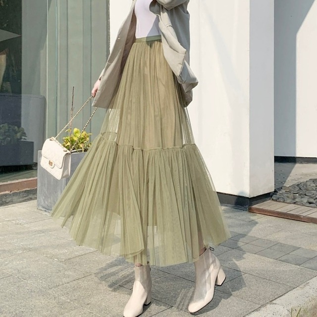 ロング丈メッシュスカート　21353