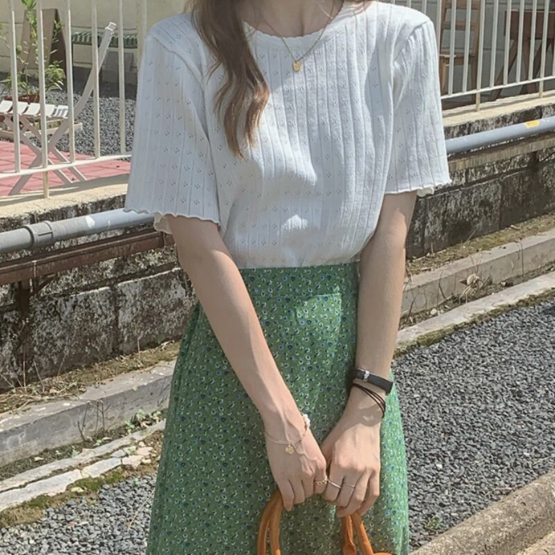 サマー薄手Tシャツ スタイルルーズショートホワイトブラウス 夏物 1号婦人5754674724