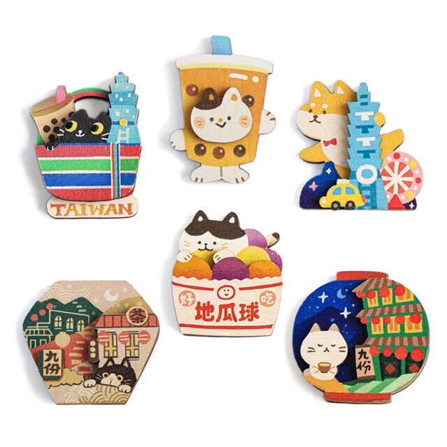 木製 犬猫マグネット(台湾の思い出)