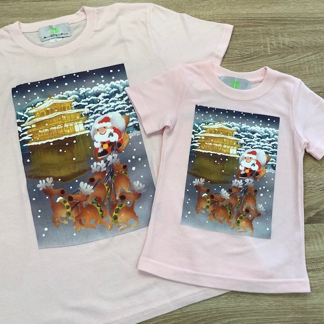 Santa’s dream ( サンタの夢 ) キッズ メッシュTシャツ ライトピンク