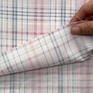 TB304◆2m◆M◆綿100%シャーティング生地◆タータンチェック◆淡いピンク系