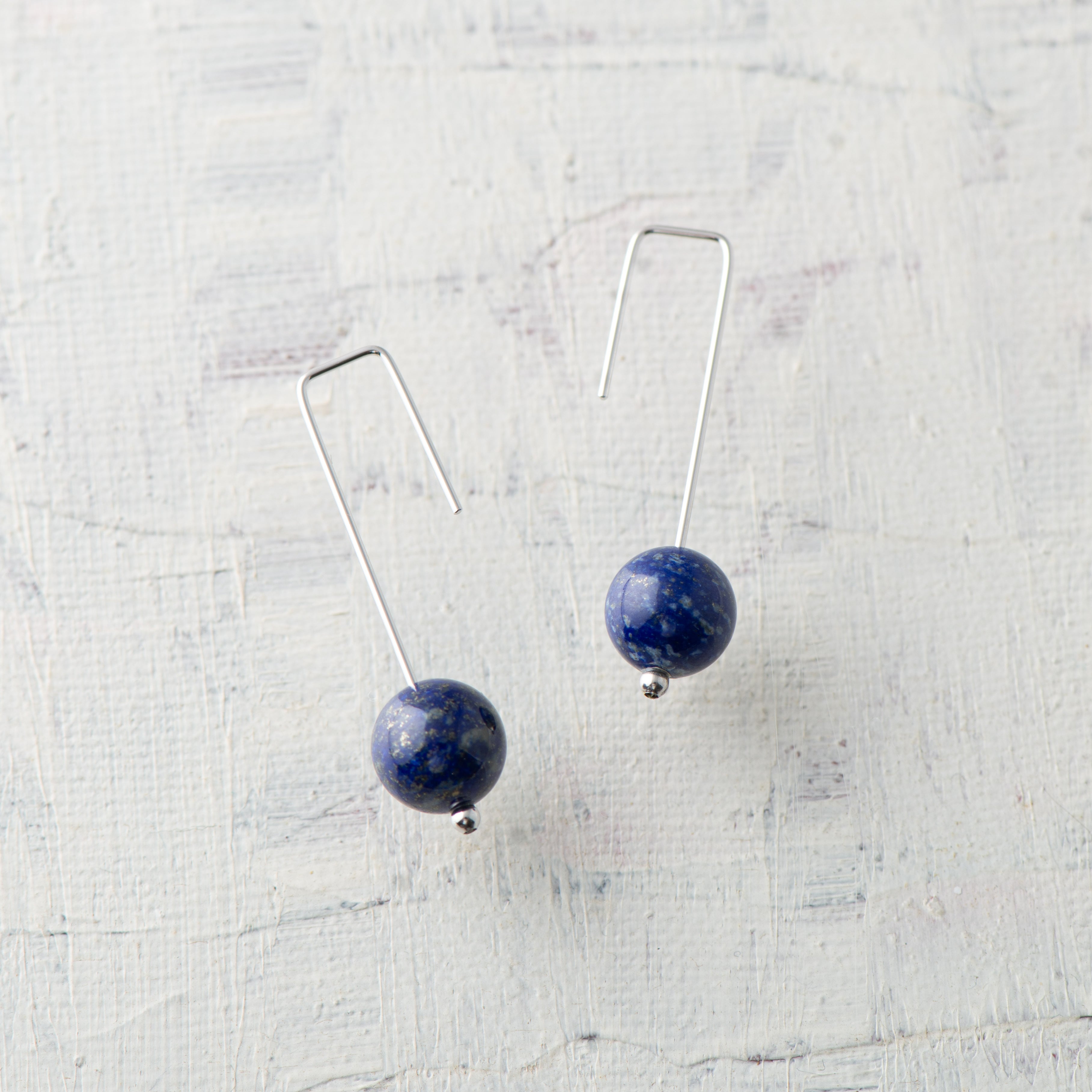 Crochet(クロシェ)ピアス 丸玉 ラピスラズリ(ロジウムコーティング)