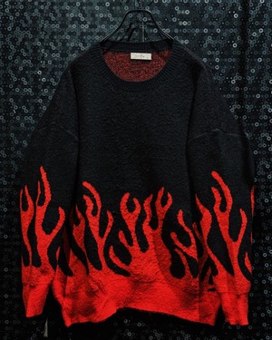 【ÆIEM】“Cucco Rosso” fire pattern gradient knit sweater