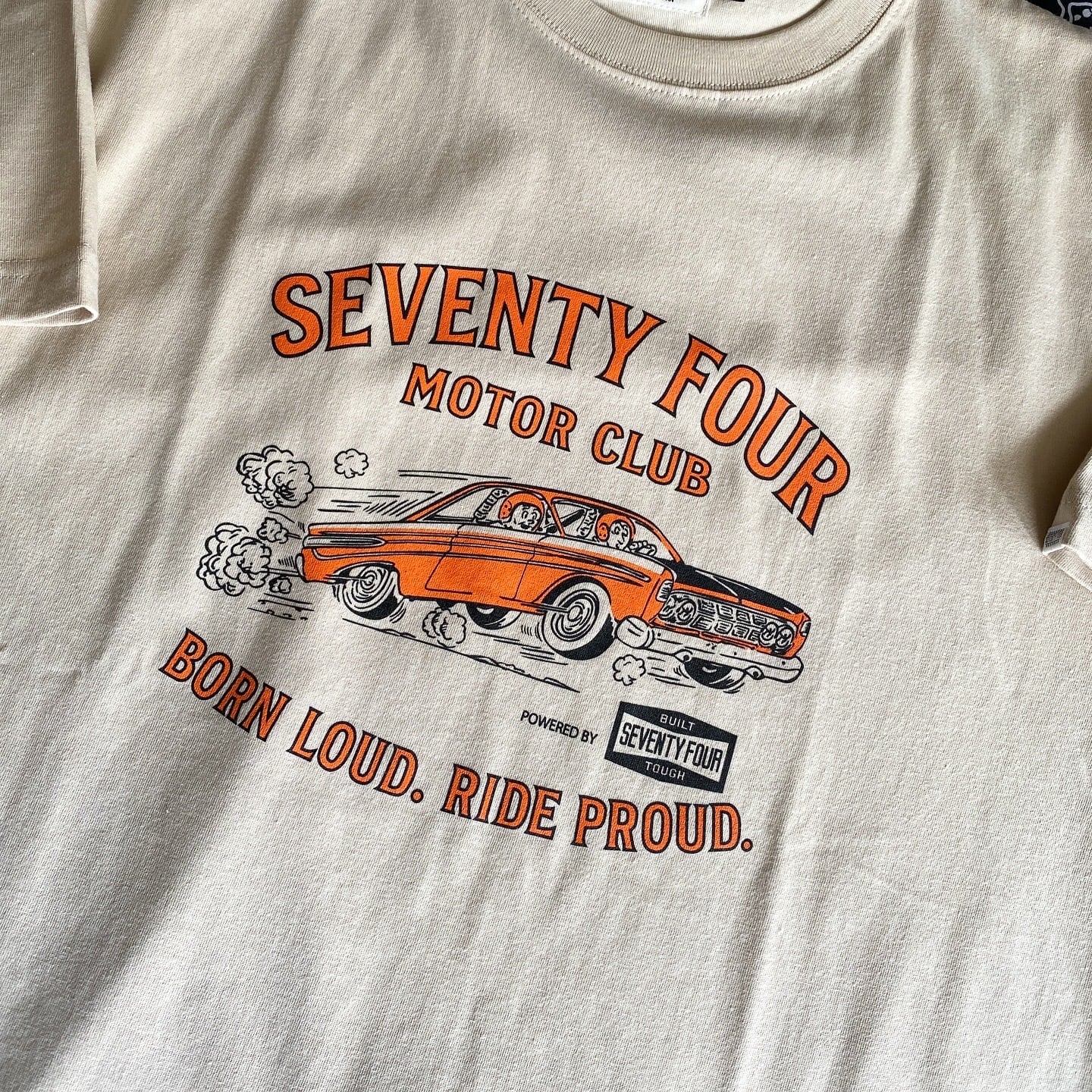 Tシャツ/ SEVENTY FOUR(セブンティーフォー) / T-SHIRT(MUSCLE CAR)(LIGHT BEIGE)(STF25S3)