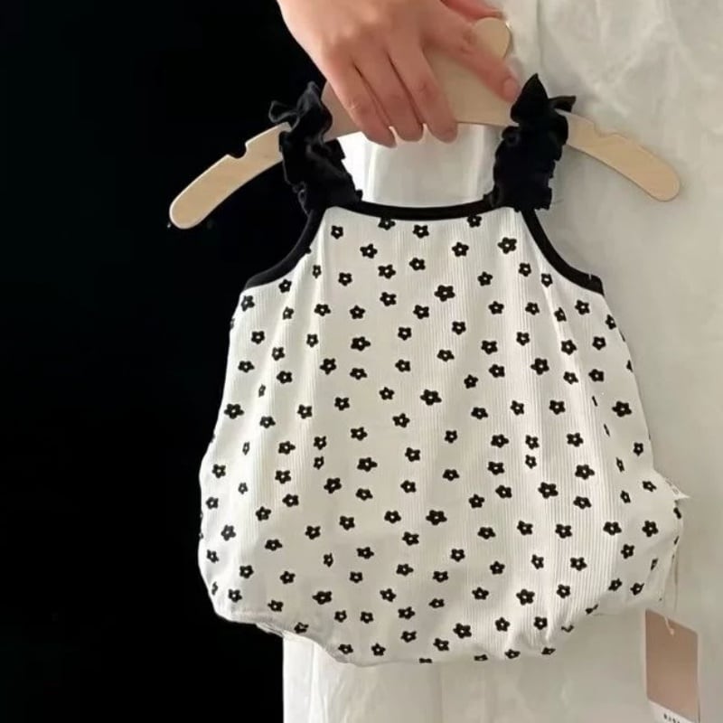 【BABY】夏作ベビー 花柄 キャミソールロンパース フリル カバーオール