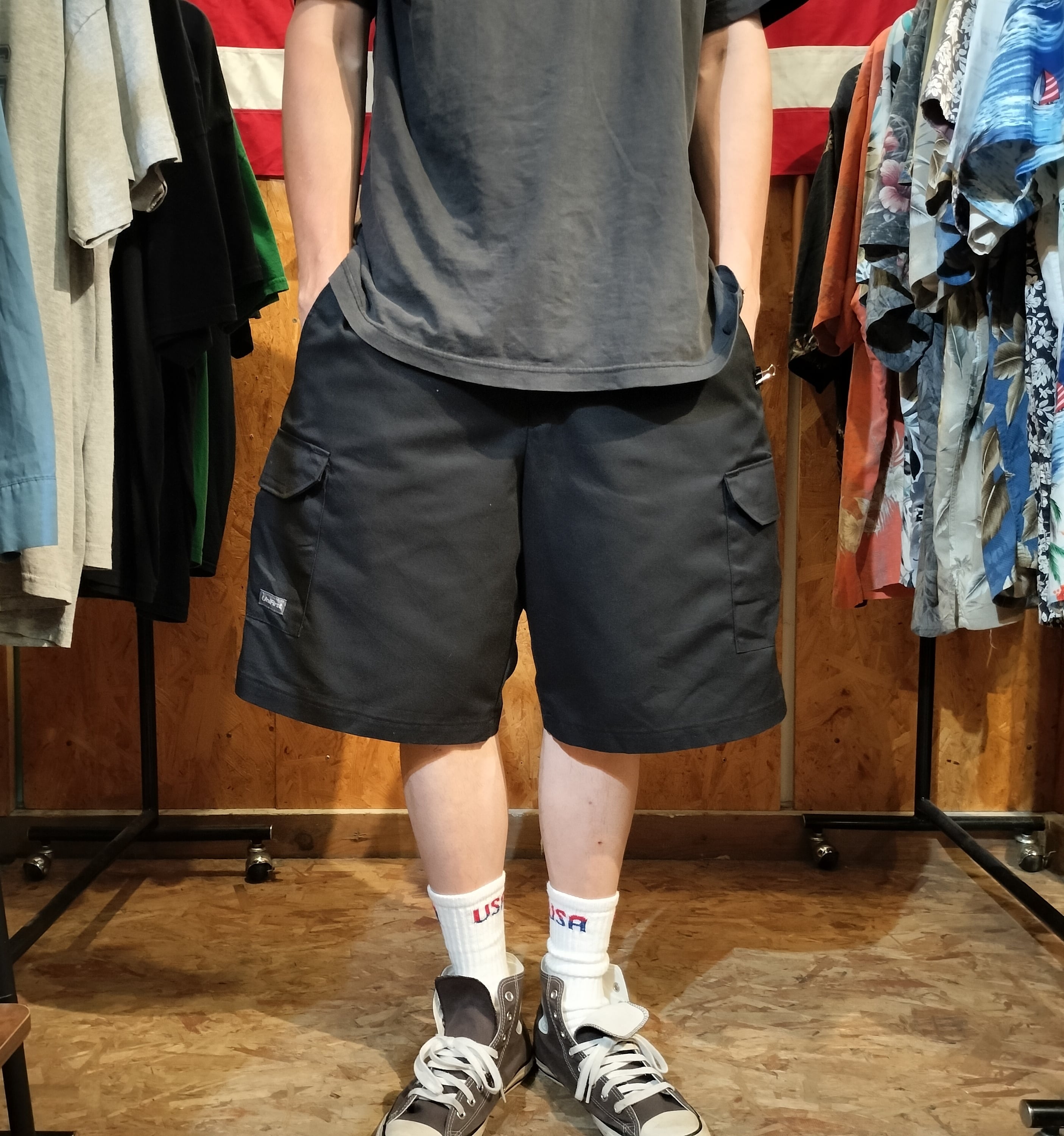 Used ショートパンツ◆美品 W36 Unifirst Softtwill ブラック カーゴショーツ◆ヴィンテージ USA古着