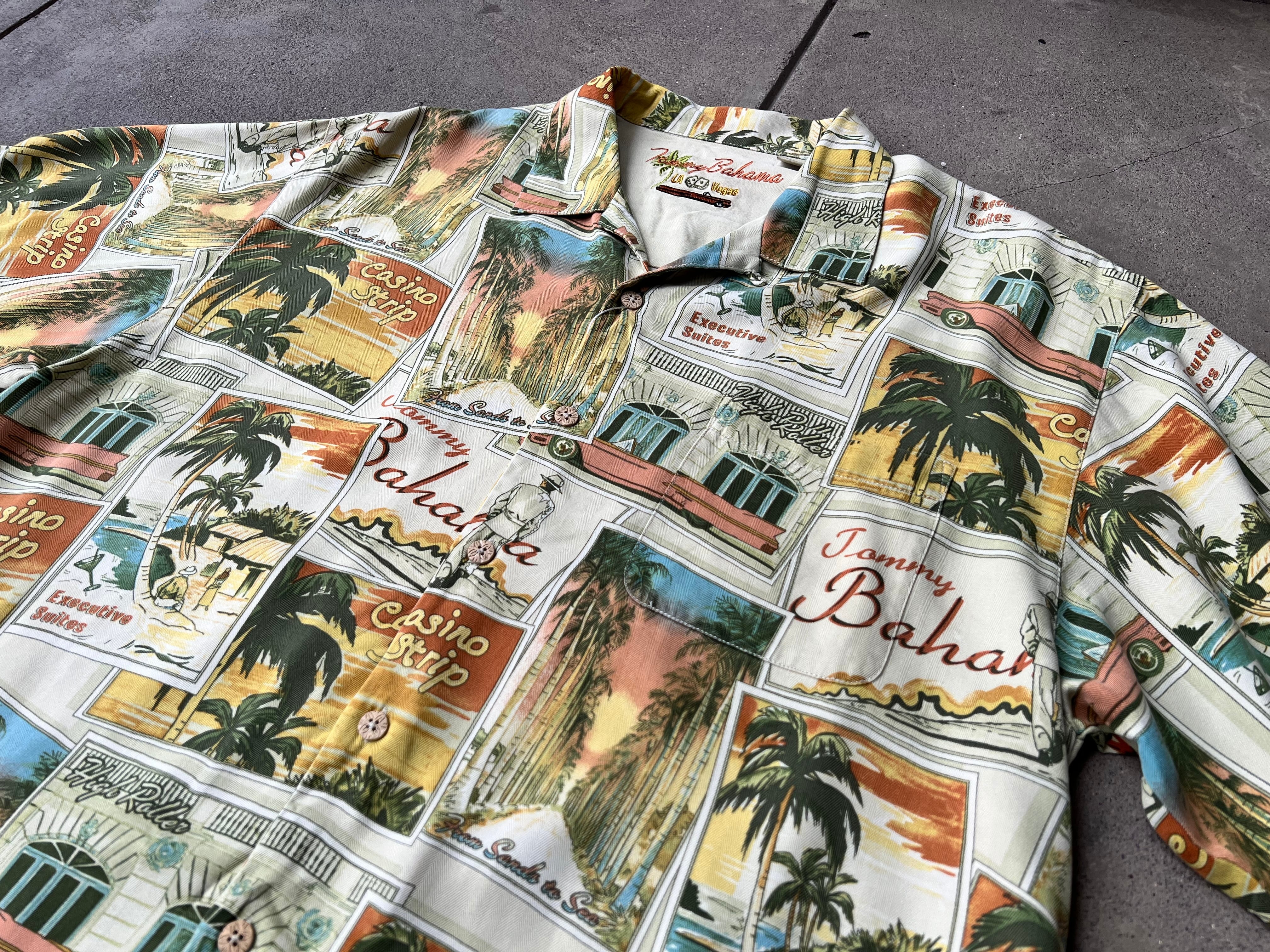 1990年代/Jammy Bahama/オープンカラーシャツ/開襟/総柄 半袖シャツ