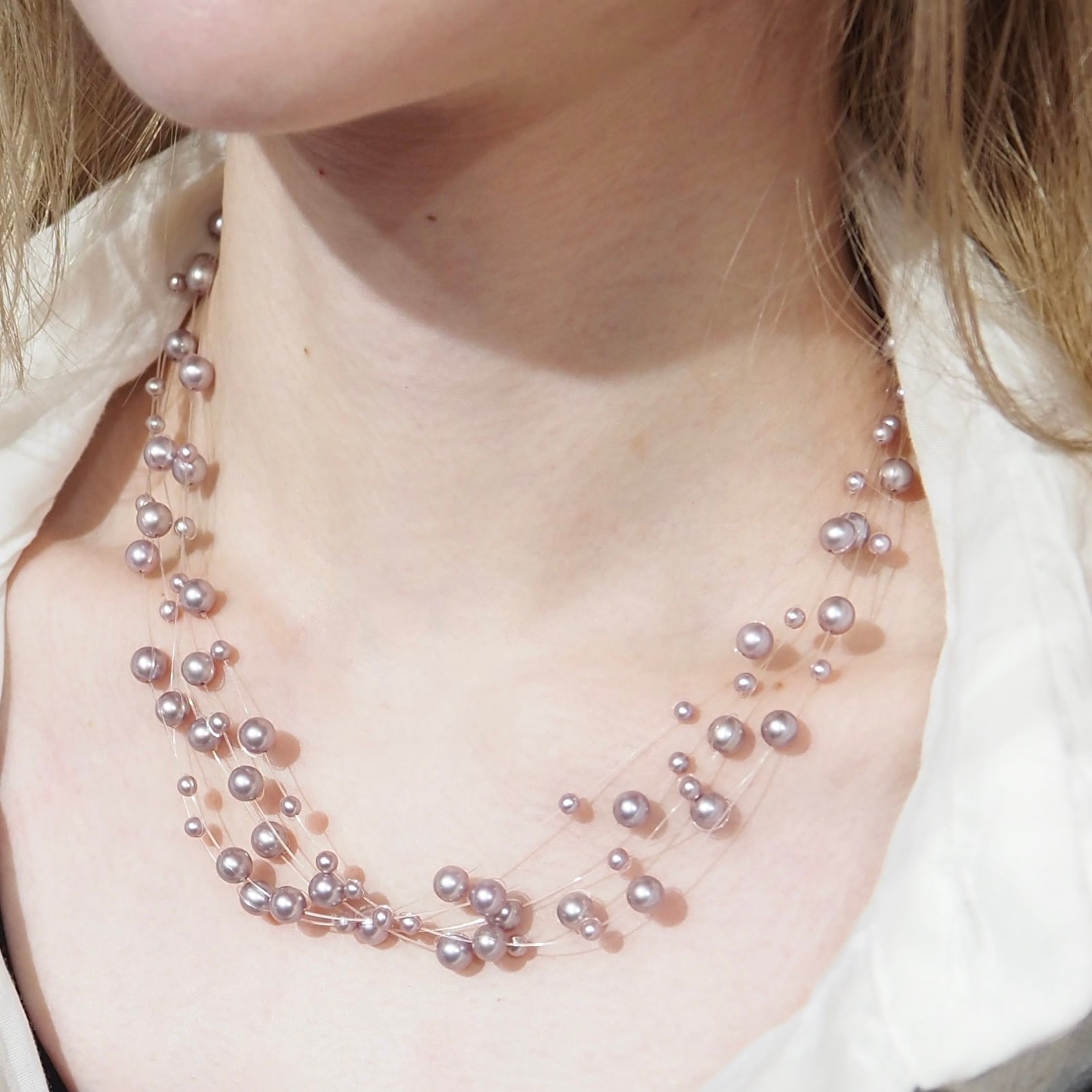 TASAKI 5連 パール ネックレス チョーカー シルバー K18 ホワイト
