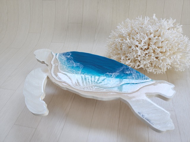 125.オーシャンレジンアート ホヌ型パネル小