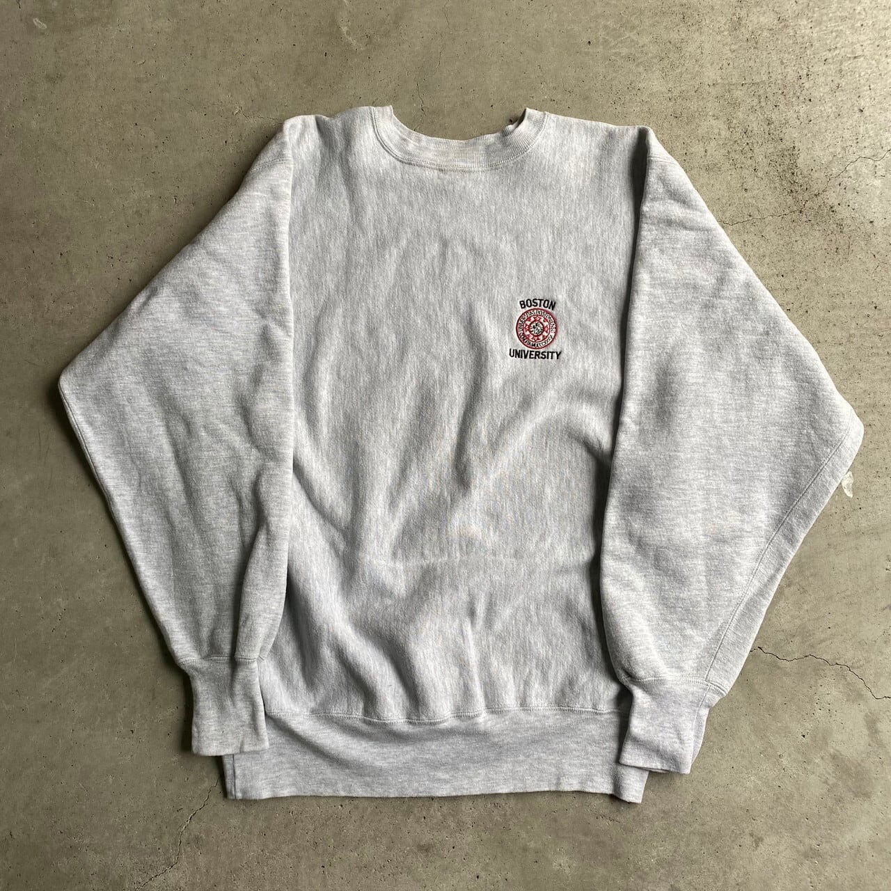 Champion vintage チャンピオン ヴィンテージ スウェット サイズ:XL 90s 刺繍タグ リバースウィーブ 3段 カレッジロゴ スウェットシャツ サウスダコタ大学モデル USA製 ヘザーグレー トップス トレーナー カジュアル ブランド 【メンズ】