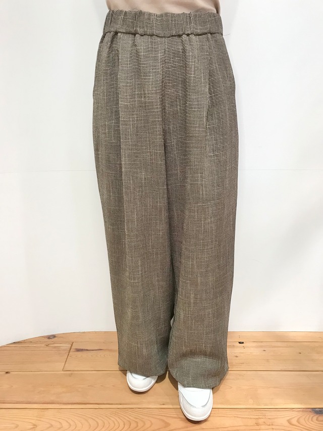 【MuNich】ポリエステルレーヨンカラミ織ワイドパンツ