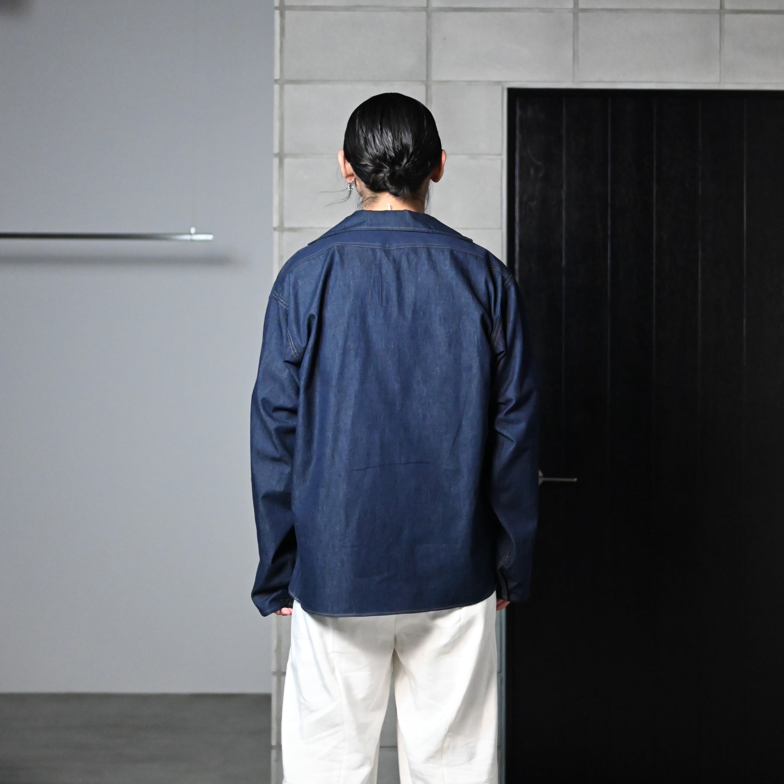 OLD JOE LINEN JACKET オールドジョー サイズ40 紺色 OLD JOE(オールドジョー) CAMP COLLAR MARINE SHIRTS (Long-Sleeve
