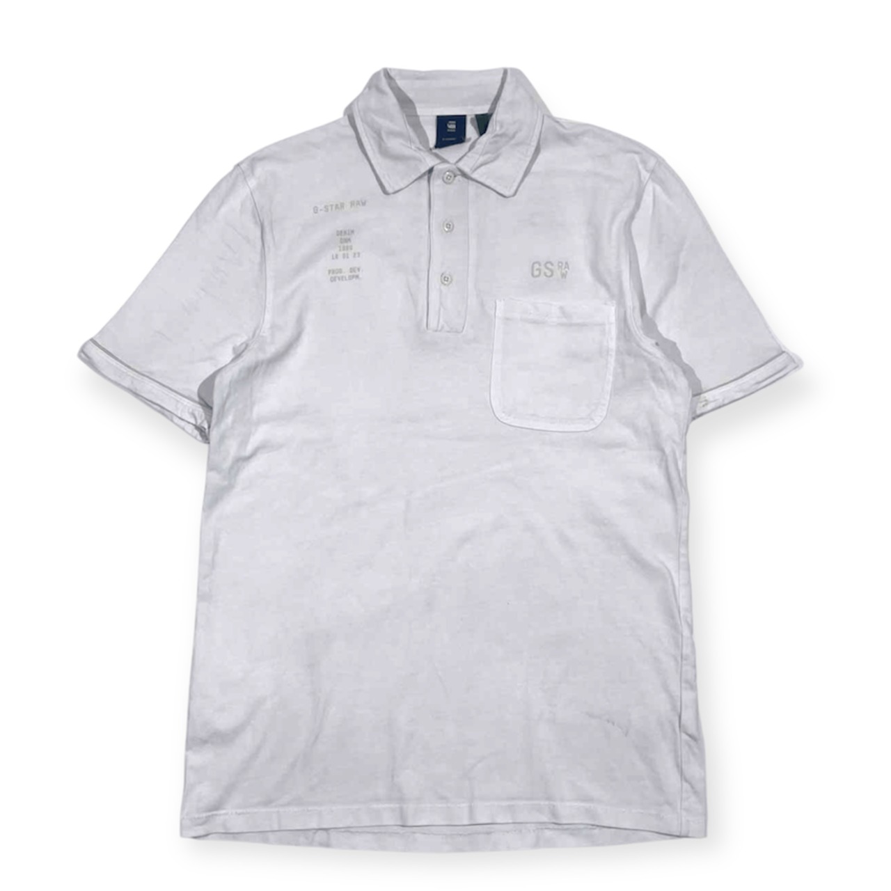 G-STAR RAW ジースターロウ 天竺 半袖ポロシャツ S/ホワイト系 メンズ