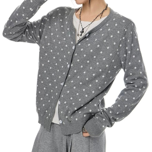 ドット柄 クロップド カーディガン　◆2col　SA10004